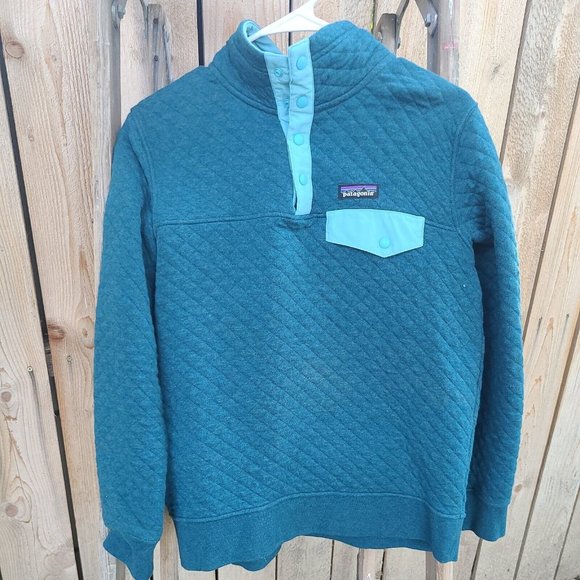 Patagonia Jackets & Blazers - Patagonia Women Quilt Snap-T Pullover Sweatshirt Elwha Blue Organic Cotton Small